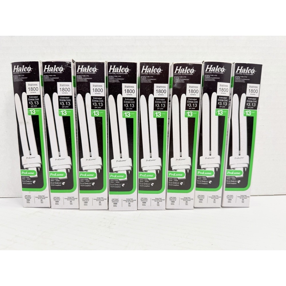 Lot of 8 Halco ProLume PL26D/E/35/ECO 26W 3500K CFL Bulbs G24Q-3‎ NOS